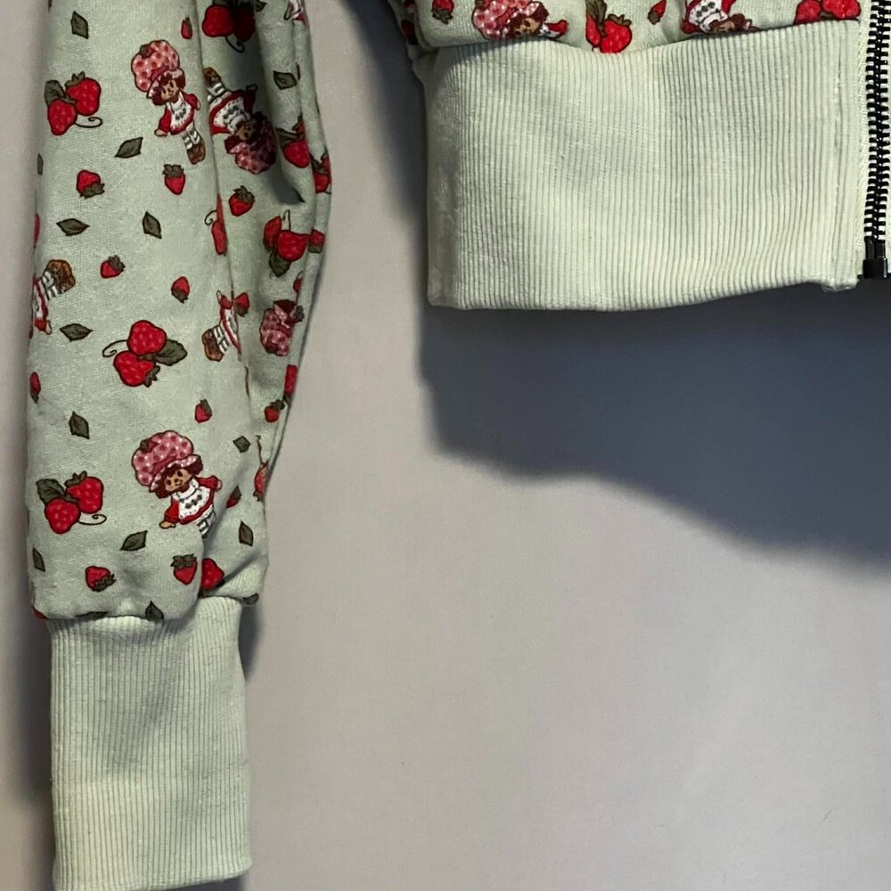 Strawberry Shortcake Cropped Full Zip Hoodie Light Green Size M - Picture 5 of 13